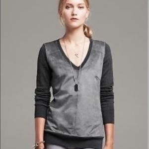 Banana Republic Faux Suede V Neck Sweater